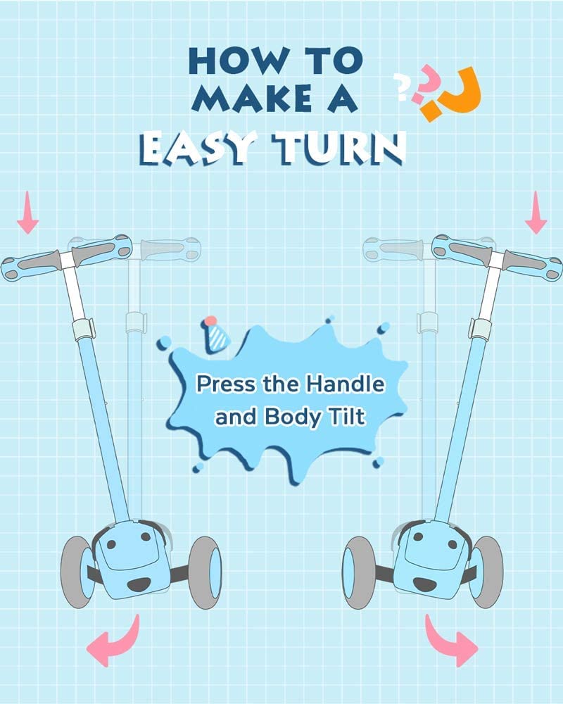 Mountalk 3 Wheel Scooters For Kids Age 3-5/5-8 Years Old, Kick Scooter For Boys And Girls With Light Up Wheels, Mini Scooter For Children (Blue)