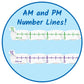 Learning Resources Hand2Mind Advanced NumberLine Teaching Clock Set of 6, Telling Time & Elapsed Time, Multicoloured, Plastic, Model 93410