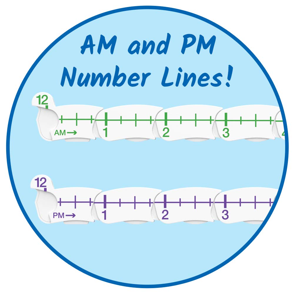 Learning Resources Hand2Mind Advanced NumberLine Teaching Clock Set of 6, Telling Time & Elapsed Time, Multicoloured, Plastic, Model 93410