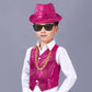 Kids Dance Hip Hop Jazz Costume Boys Sequin Vest Hat Sunglasses Set For Dance Party 6-7 Years Rose