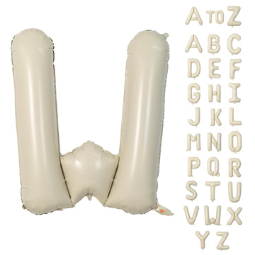 Biapian 40 Inch Letter W Balloons, Giant Cream W Foil Balloon, Big Single Alphabet A-Z Balloons, Beige Large Aluminum W Balloons