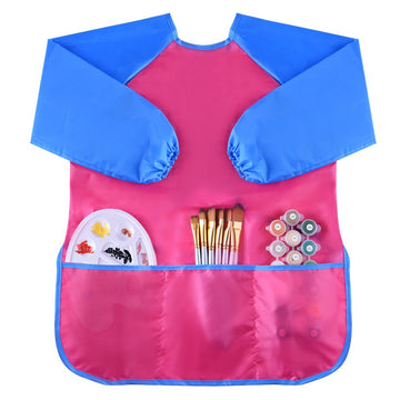 Kuuqa 4Pcs Waterproof Kids Play Art Smock, Children'S Painting Aprons With Long Sleeve And 3 Pockets For Painting, Feeding，Age 2-6 Years (Paints And Brushes Not Included)