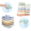 Bath Toys Floating Boats With Bathing Spoon, 11 Pcs Bathtub Mold Free Bath Toy For Babies Water Table Toys Toddler Birthday Gift For Preschool Boys/Girls