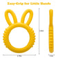 Misslili Silicone Babies Teethers Baby Teething Toys For Soothe Massage Sore Gums For 3-12 Months Infants, Bpa Free, Easter Gifts For Boys And Girls, Ring Shape Rabbit Ear Design (Yellow)