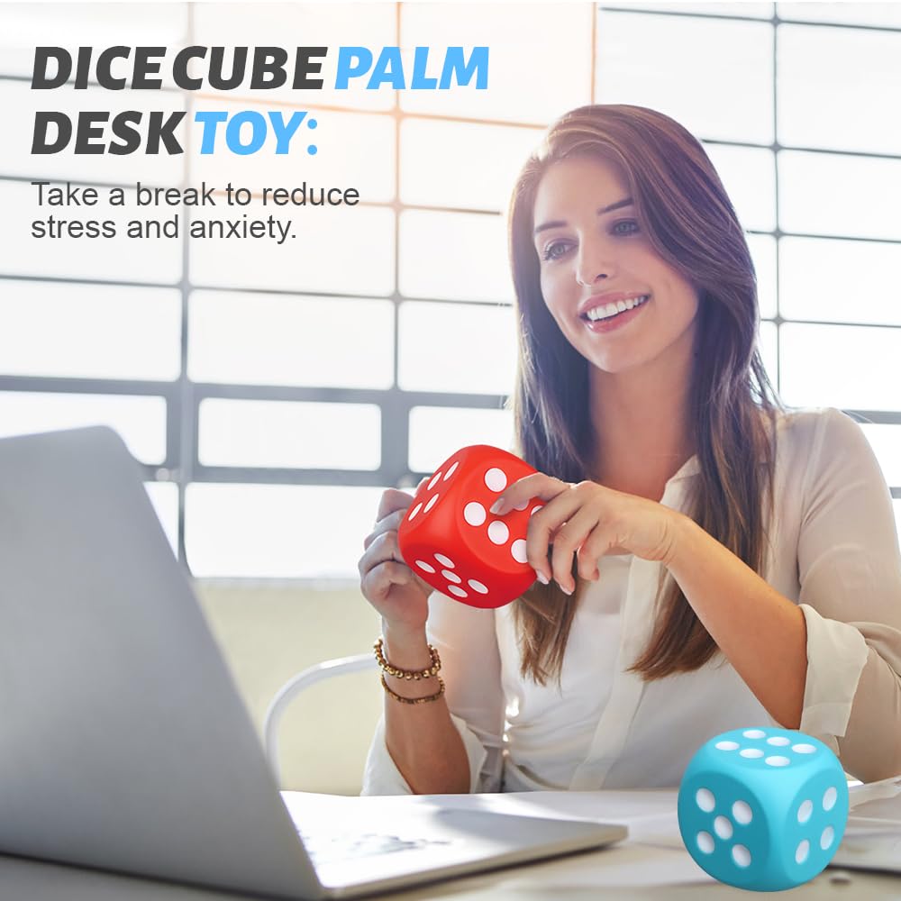 Large 3 Inch Foam Fidget Dice, Jumbo Stress Relief Big Dice, Squeeze Squishy Giant Large Cube For Family Board Game Classroom Pa