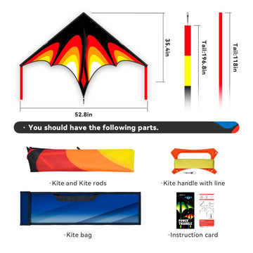 Large Delta Kites Flying Toys For Kids & Adults Easy To Fly,Delta Kite Easy To Fly Factory Outdoor Toys Children'S (Red)