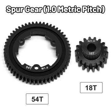 OGRC 54T 1 Mod Hardened Steel Spur Gear with 18T Motor Pinion Gear for Traxxas 1/5 X-Maxx 1/7 XO-1 1/10 Maxx/E-Revo 2.0 VXL Repl