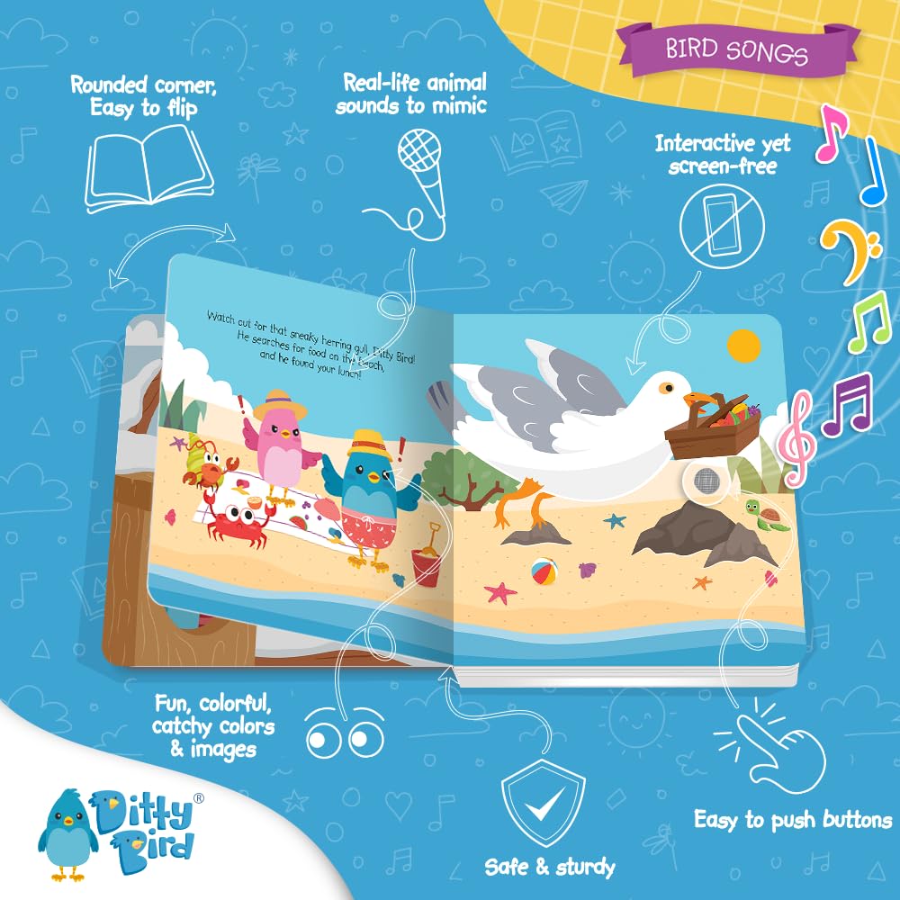 Ditty Bird Book For Toddlers Bird Edition | Realistic Bird Sound Book | Interactive Pigeon Board Books For Toddlers 1-3 | Sensor