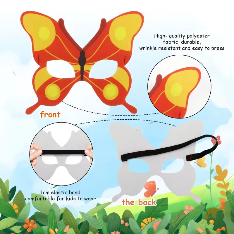 Tokcousun 16pcs Felt Masks for Theme Cosplay Party, Decorate Birthday, Masquerade Mask for Dress Up Supplies (Butterfly)