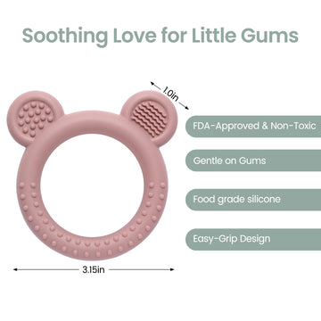Eascrozn Baby Teething Toys 3-6 Months  Teethers for Babies 6-12 Months  Silicone Teething Ring Toys Easy to Grasp  Teething Relief for Baby Infant Toys  BPA Free
