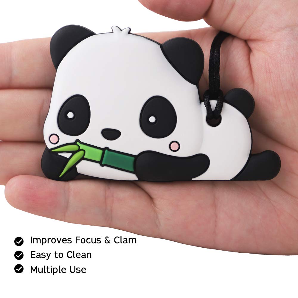 Amazingm Panda Sensory Chew Teether For Boys And Girls,Food Grade Silicone Safety Pendant Chewy Teething Toy For Kids With Autis