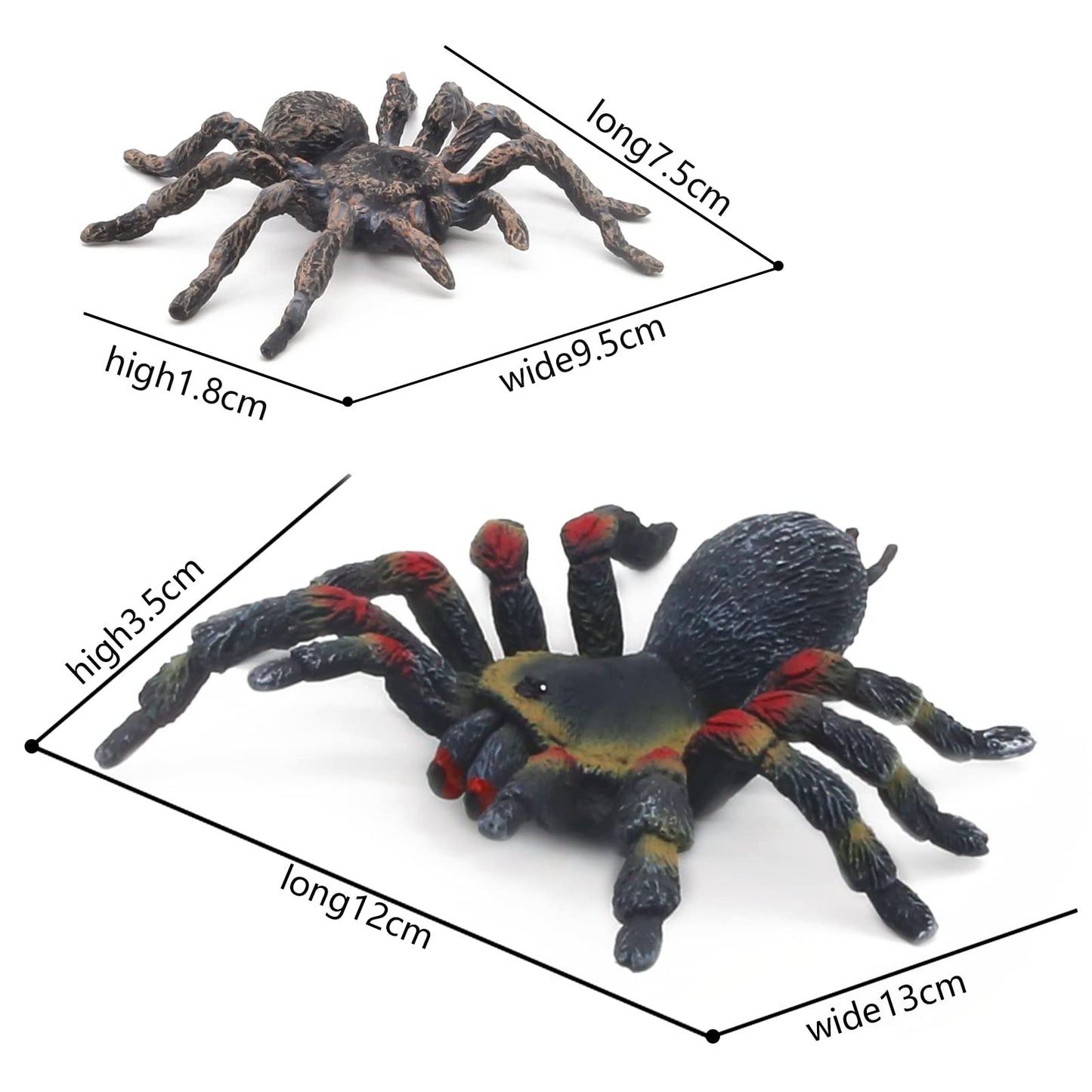 Sienon Realistic Spider Animal Figures- 2Pcs Lifelike Insect Figurines Toys Giant Whiteknee Tarantula Action Model For Kids Educ
