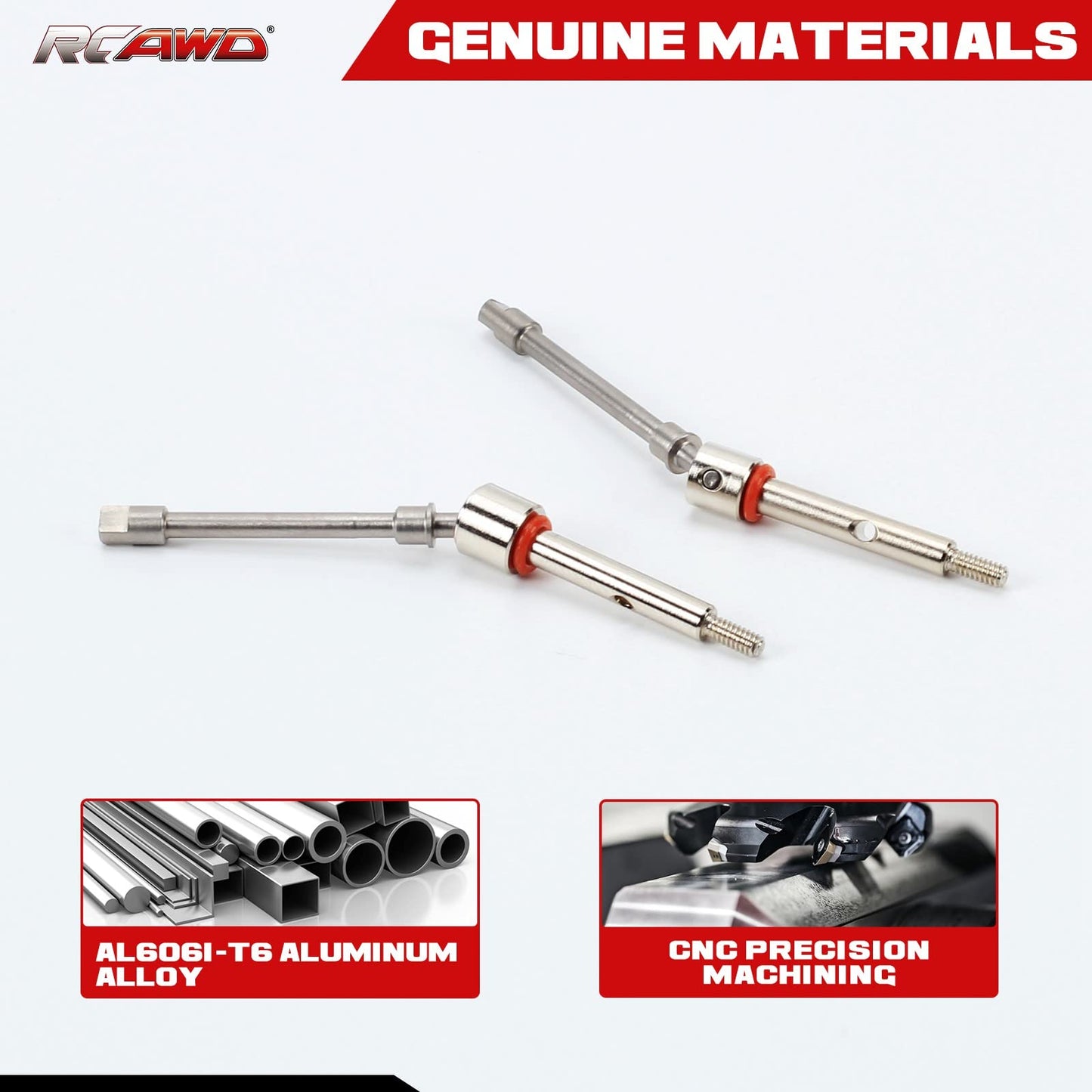 RCAWD 2X 40Cr-Mo Steel Front Cvd Drive Shaft Axle for Brushless/Brushed Power Axial 1-24 Scx24 Crawlers