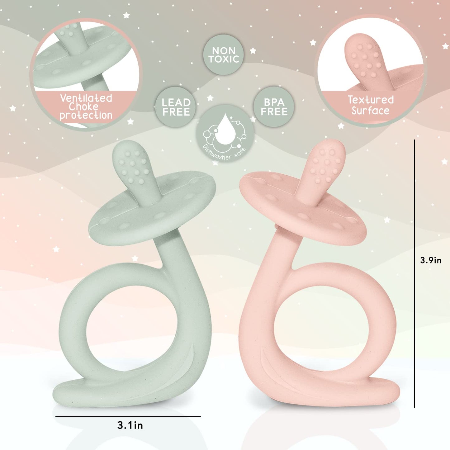 Baby Teething Toys, 100% Food-Grade Silicone Teethers For Babies 0-6 Months Infant, Baby Teether Toys 0-6 Months Bpa Free Baby Chew Toys For Sucking Needs, Baby Teething Toy