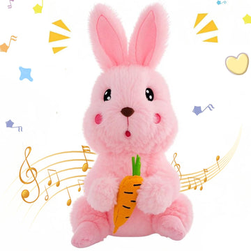 Emoin Bunny Plush Baby Toys, Singing Dancing 9'' Bunny Stuffed Animal, Interactive Rabbit Plush Crying Bunny Don'T Take His Carr