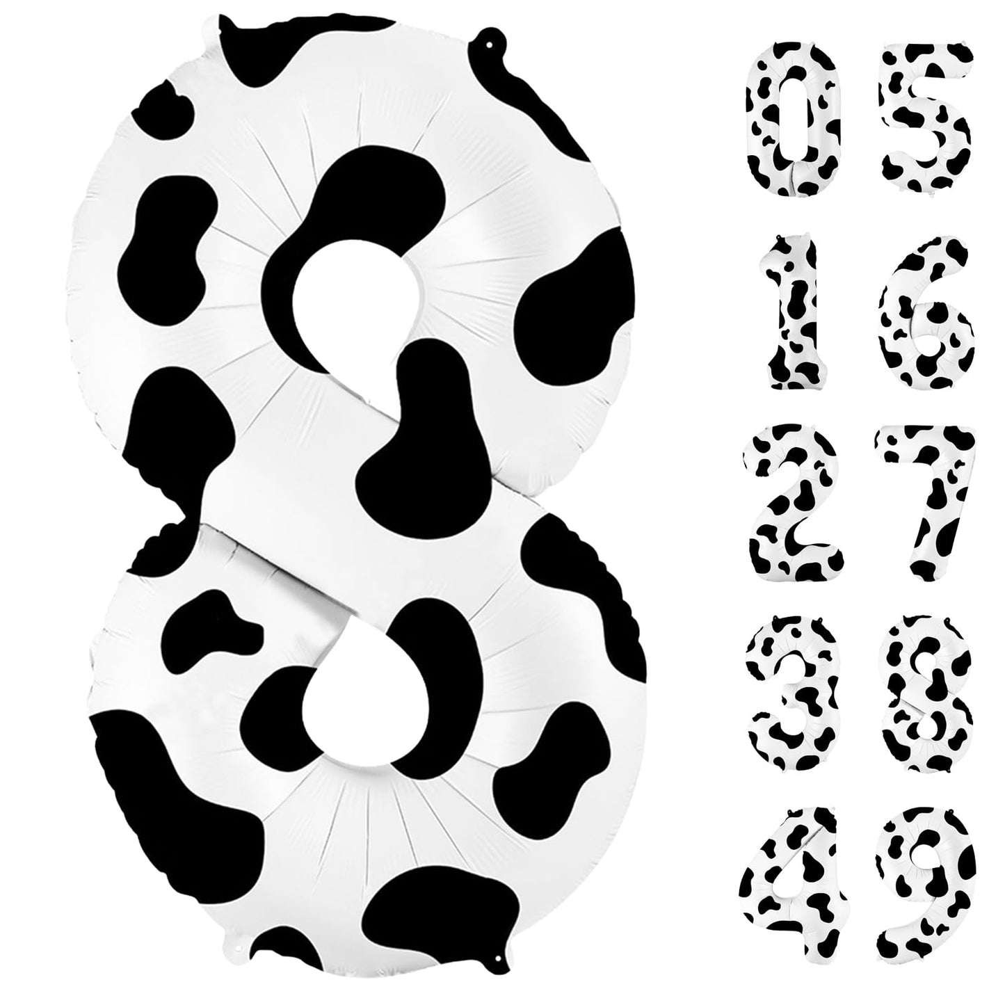 40 Inch Cow Print Balloon, Number 8 Balloons Cow Balloons For 8St Birthday Decoration, Large Cow Number Balloons For Western Par