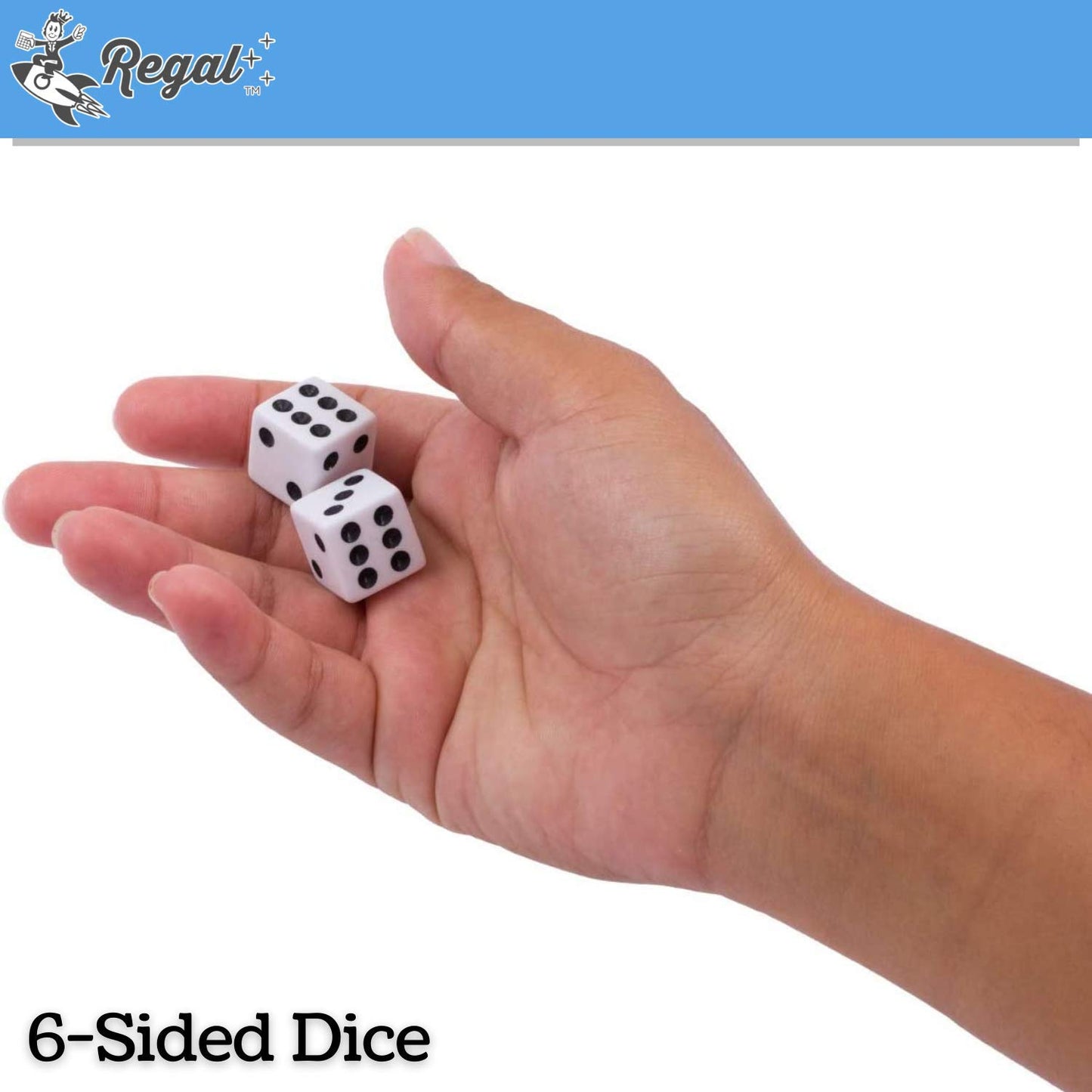 Regal Games 6-Sided Urea Game Dice Set, 50-Count White, Standard 16mm Size, Perfect for Group Events