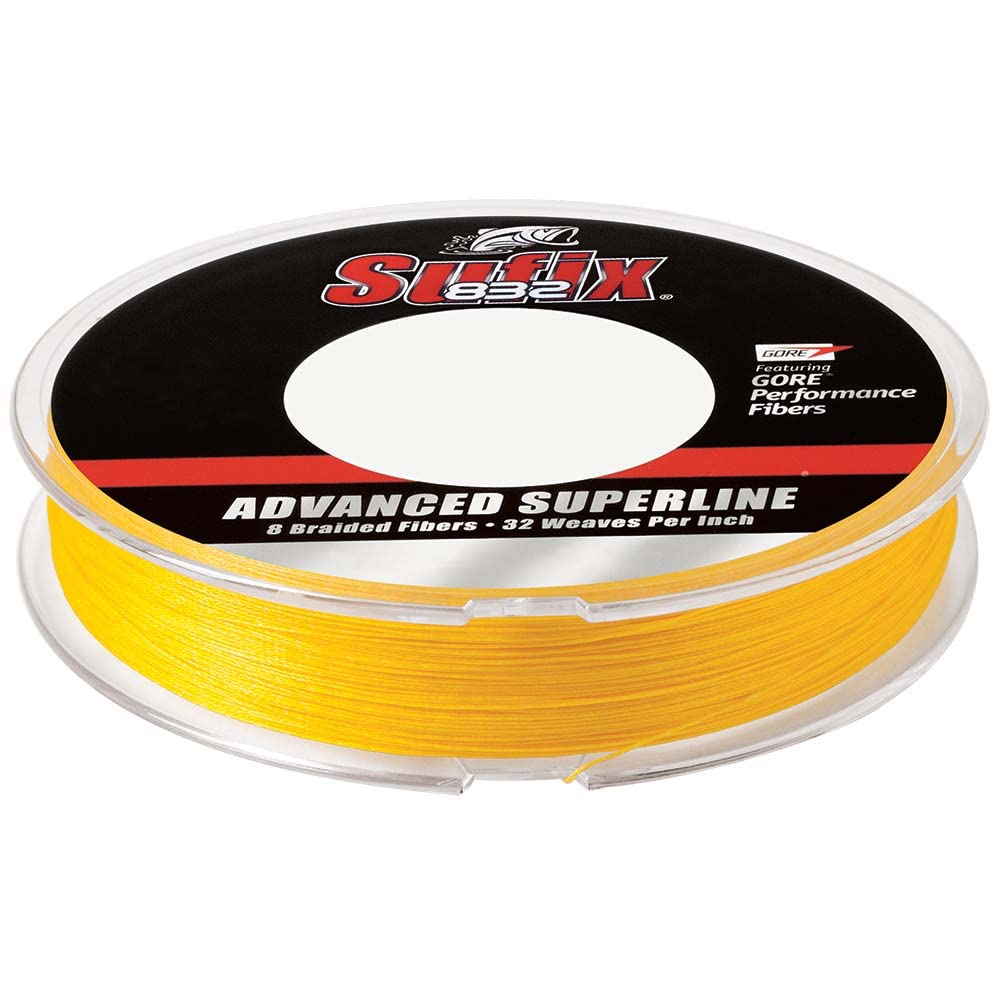 Sufix, 832 Advanced Superline, 15 lbs Tested, 0.0085 Diameter, 300 Yards,Hi Vis Yellow, 660-115Y
