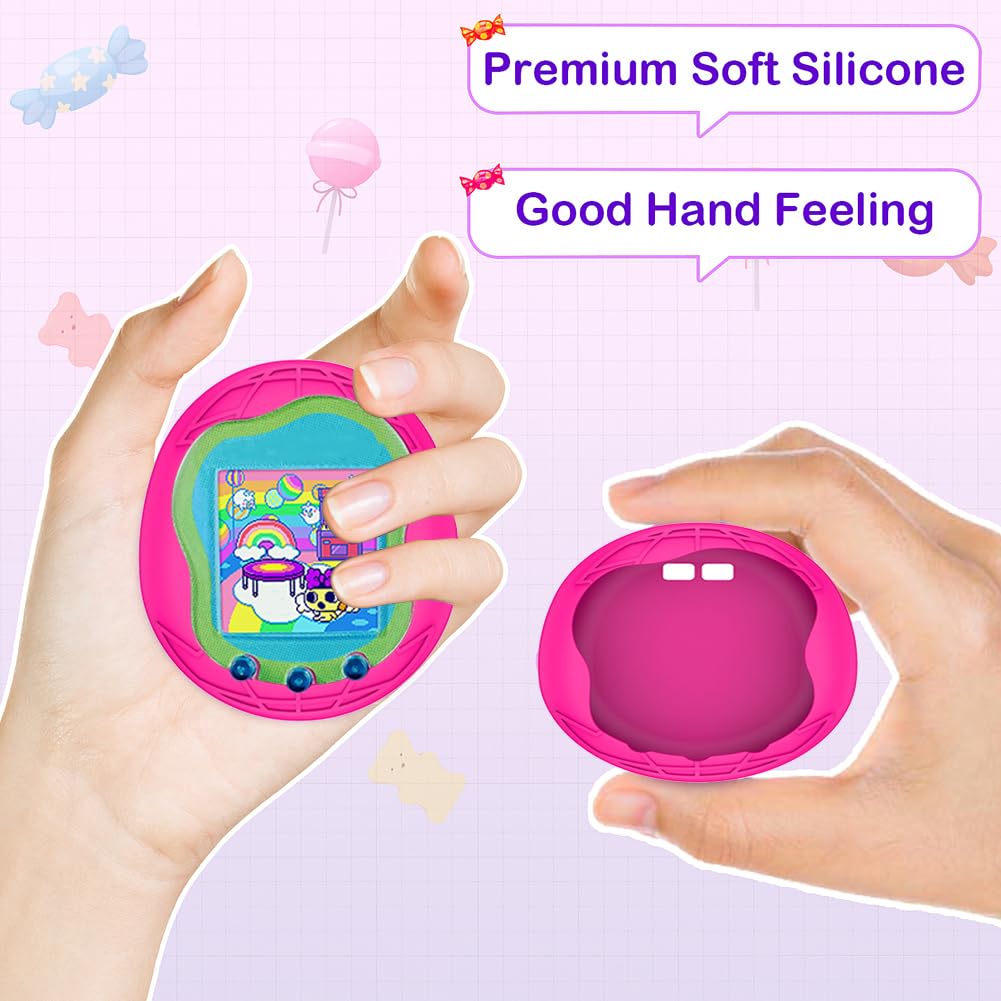 Azuraokey Silicone Case Replacement Compatible With Tamagotchi Uni, Anti-Drop Soft Cover For Tamagotchi Uni Accessories Case With Finger Lanyard (Bag Only