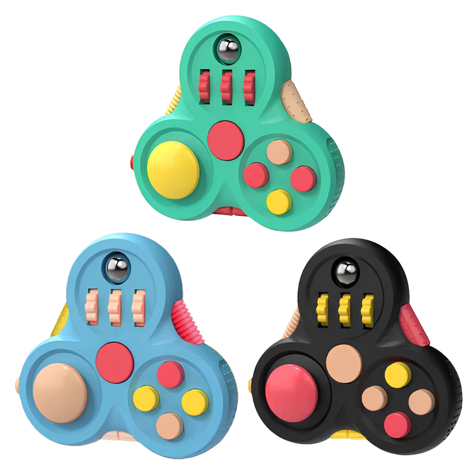 Yrissmiss Fidget Toys Adults,3Pcs Fidget Pad Fidgets,Autism Figette Cubes,Cool Fidget Clicker Controller Desk Toys,Anxiety Relief Stress Adhd Toys,Sensory Fidget Cubes Gifts For Kids Teens Boys(B)