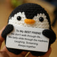 YACO STORE Funny Gifts For Bestie Birthday, Best Fun Friend Gifts For Women, Cool Handmade Crochet Mini Positive Penguin