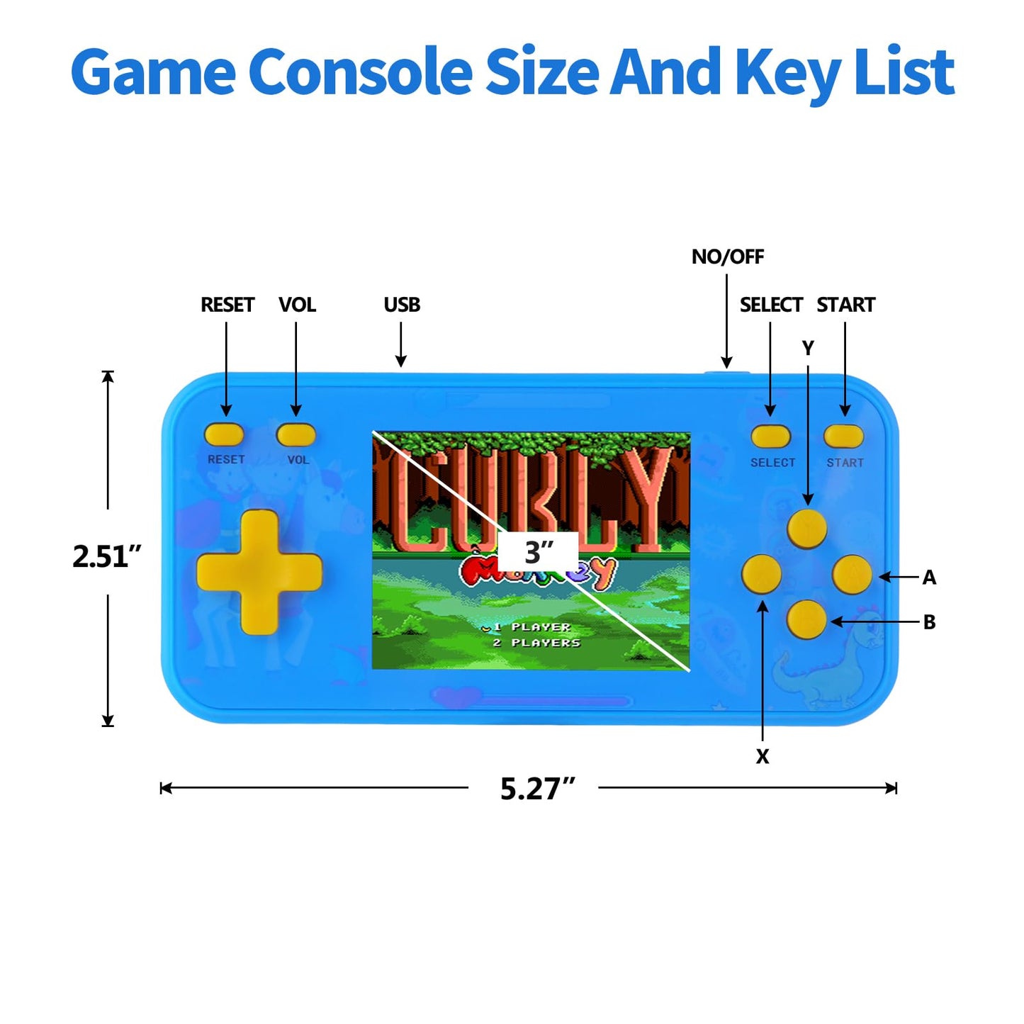 Handheld Game Console For Kids Preloaded 240 Retro Video Games, Portable Gaming Player With Rechargeable Battery 3.0'' Lcd Scree