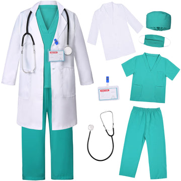 Costumerry Doctor Costume For Kids Toddler Doctor Costume For Boys Girls Halloween Dress Up Party (10-12 Years)