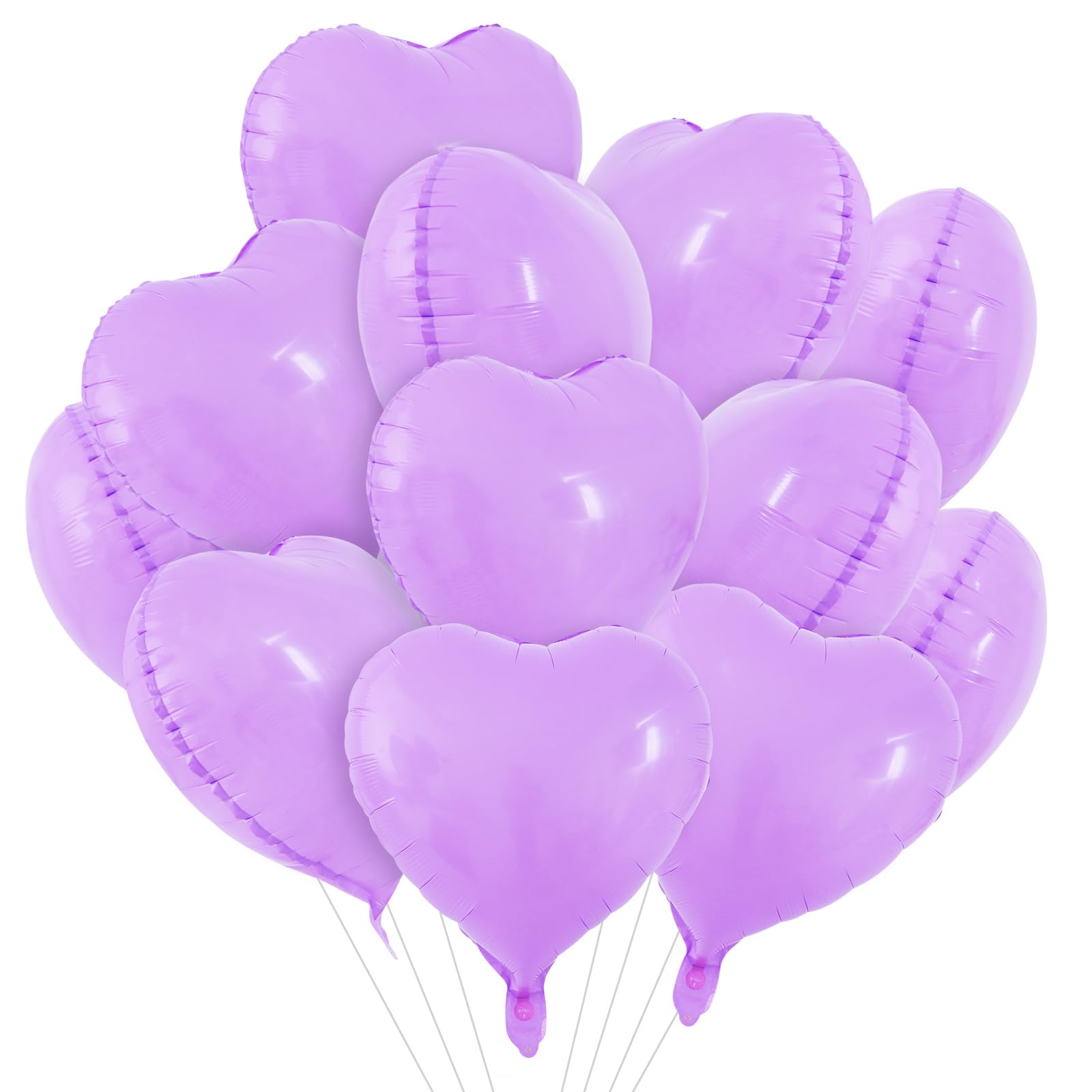 TONIFUL 30Pcs 18 Inch Pastel Purple Balloons Purple Heart Shape Foil Mylar Banners Decoration for Birthday Valentines Day Weddi