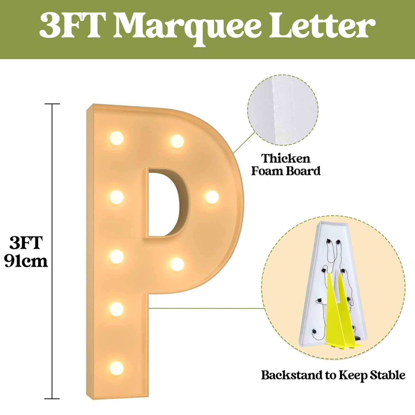 3Ft Marquee Light Up Letters, Large Marquee Letters P For Party Decorations, Big Baby Letters For Baby Shower Birthday Party Dec
