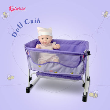 Anivia Doll Bed Furniture 2 Function Toy, Doll Bed And Doll Swings Together For 18 Inches Baby Dolls, Baby Doll Crib With Bottom (Dp601Purple)