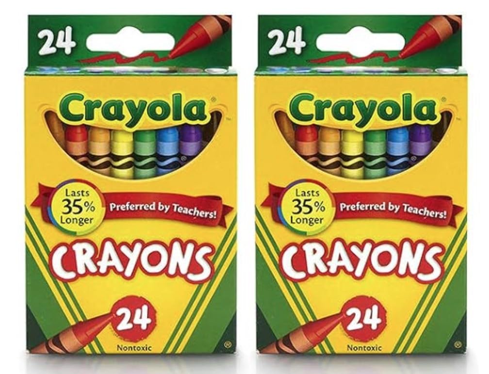 Crayola 24 Count Box Of Crayons Non-Toxic Color Coloring School Supplies (2 Packs)