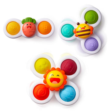 Likee Strong Suction Cup Fidget Spinnerz Sensory Bath Toys For Baby 6 12 18 Months Airplane Car Travel Table & Window Toys For 1 2 Year Old Toddler Boys And Girls (Farm)