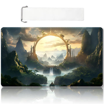enhanced Stitched MTG Playmat with Zones and Non-Slip Rubber Backing - TCG Play Mat for MTG and Other Card Games - Colorful Design with Vintage Look and Feel (DKT (111) No Zones)