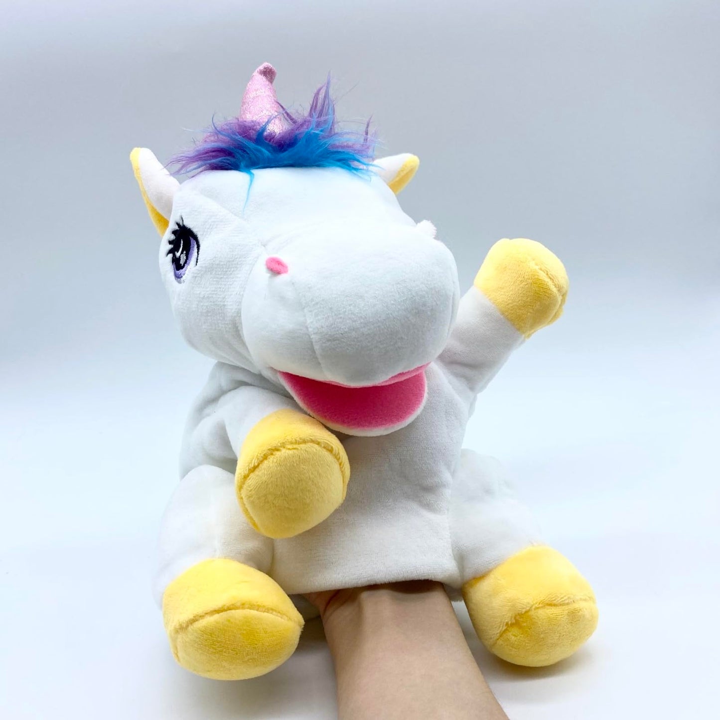 Luozzy Unicorn Hand Puppet Plush Animal Hand Puppets Toys Parent-Child Interactive Toys (White)