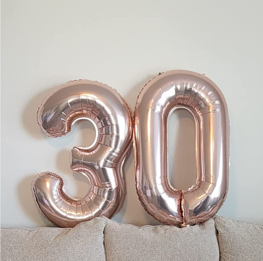Paticool 40 Inch Rose Gold Number Balloon 0, Large Number Foil Mylar Balloons For Birthday Party Celebration Decorations Supplie