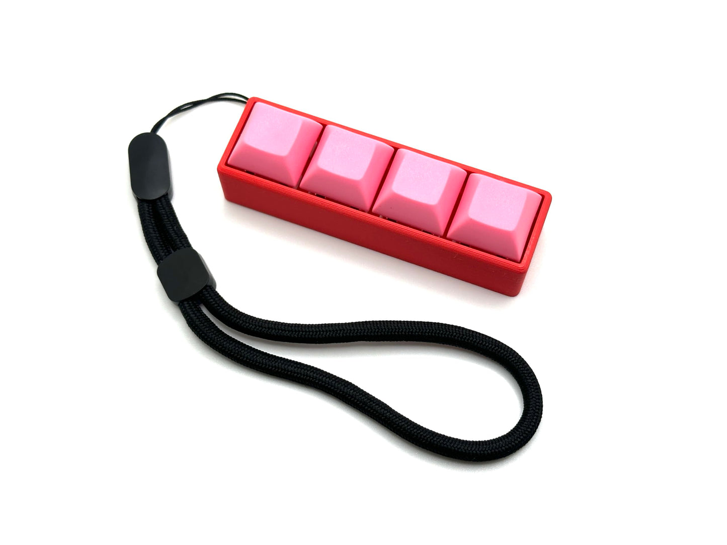Four-Button Clicky Mechanical Switch Fidget Toy | Stim Toy, Stress Relief, Adhd (Red Base, Pink Keycaps)