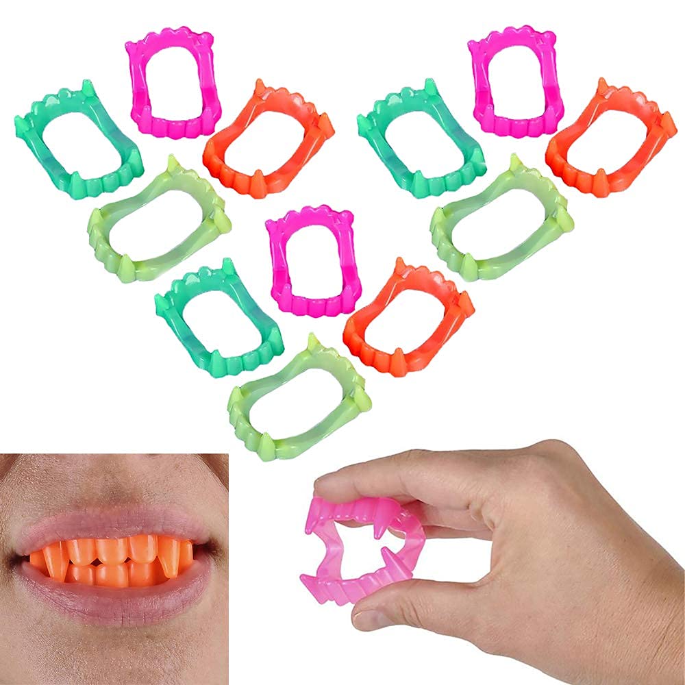 The Dreidel Company Halloween Teeth Neon Fangs Teeth, Costume, Funny Halloween Dress-Up, Pretend Play Decoration (2880-Pack)