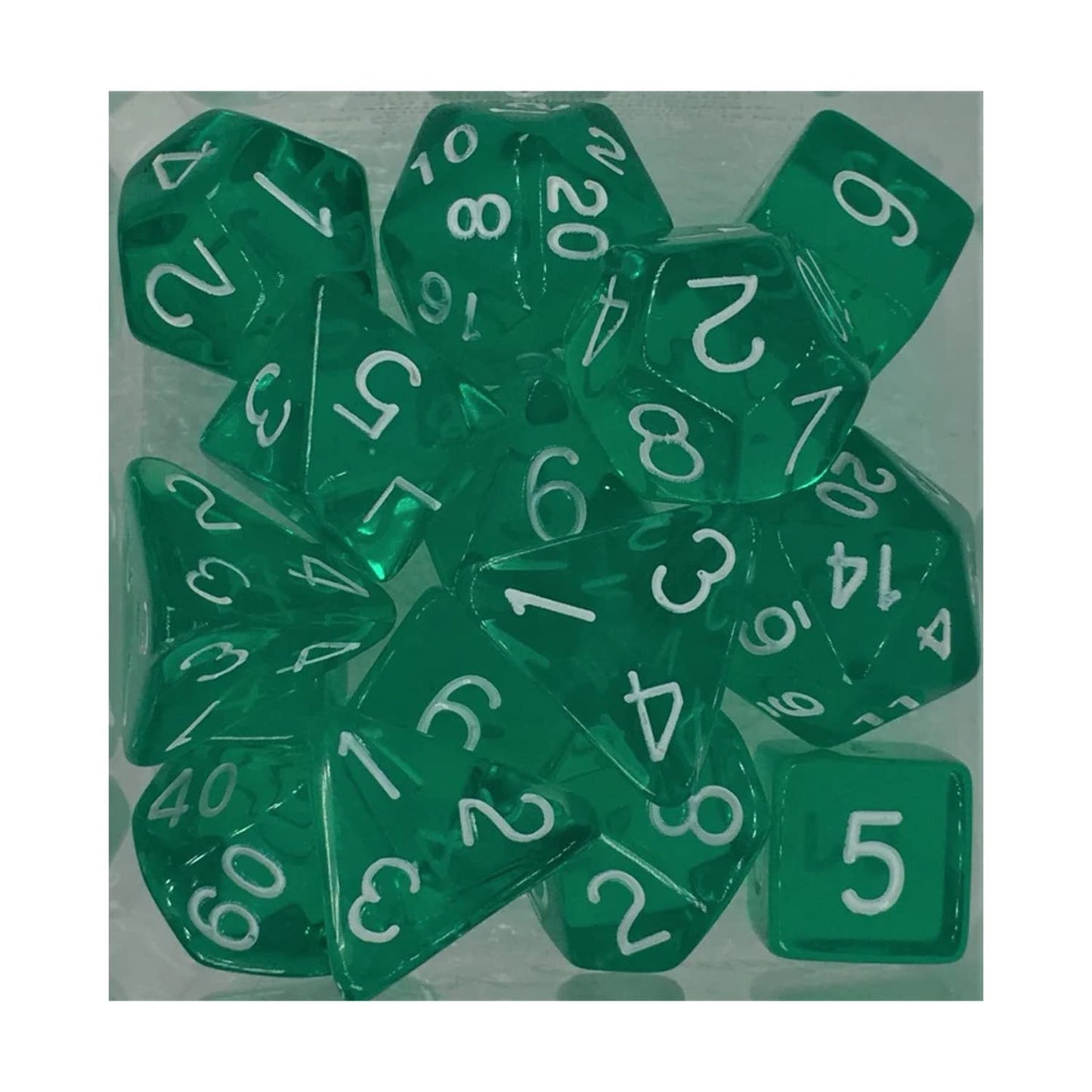 Role 4 Initiative Polyhedral Dice - Translucent Teal W/White, Arch'D4 (7)