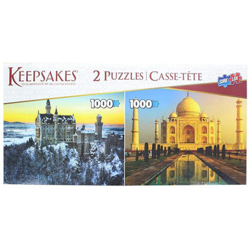 Set Of 2 Keepsakes 1000 Piece Jigsaw Puzzles | Neuschwanstein Castle/Taj Mahal