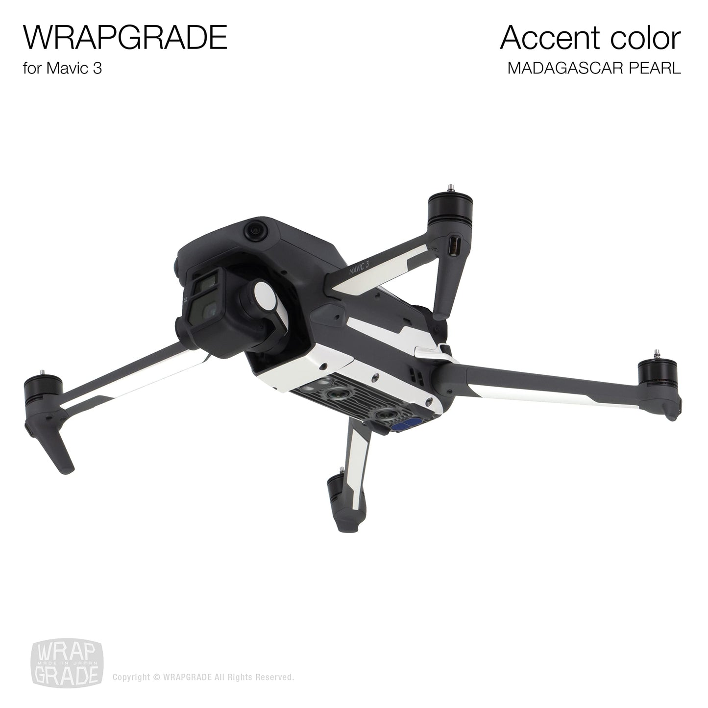 WRAPGRADE Partial Skin Stickers for DJI Mavic 3 / Mavic 3 Classic Accent Color (Madagascar Pearl)