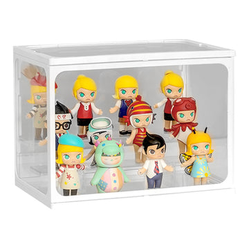 Glass Display Case For Figures With Light 2 Tier Clear Display Stand For Collectibles Stackable Assemble Display Box For Action 