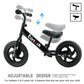 Birtech Balance Bike for Kids, 12" Carbon-Steel, Black, Adjustable Seat Height, No Pedal, Airless Tire, for Ages 2-5