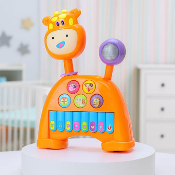 Storio Musical Light & Sound Cow Piano With 5 Modes Of Animal Sound (Colour May Vary)| Soothing Melodies| Interactive Modes| Spi