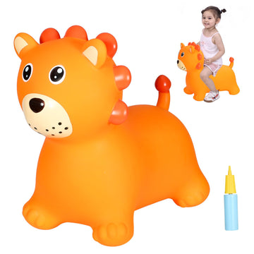 Inpany Bouncy Horse, Lion Hopper Animal Toys, Toddlers Bouncing Jungle Animal Figures, Wild One Birthday Safari Baby Shower Decorations, Ride On Rubber Bouncer, Outdoor Gifts For 2 3 4 Yr Girl Boy