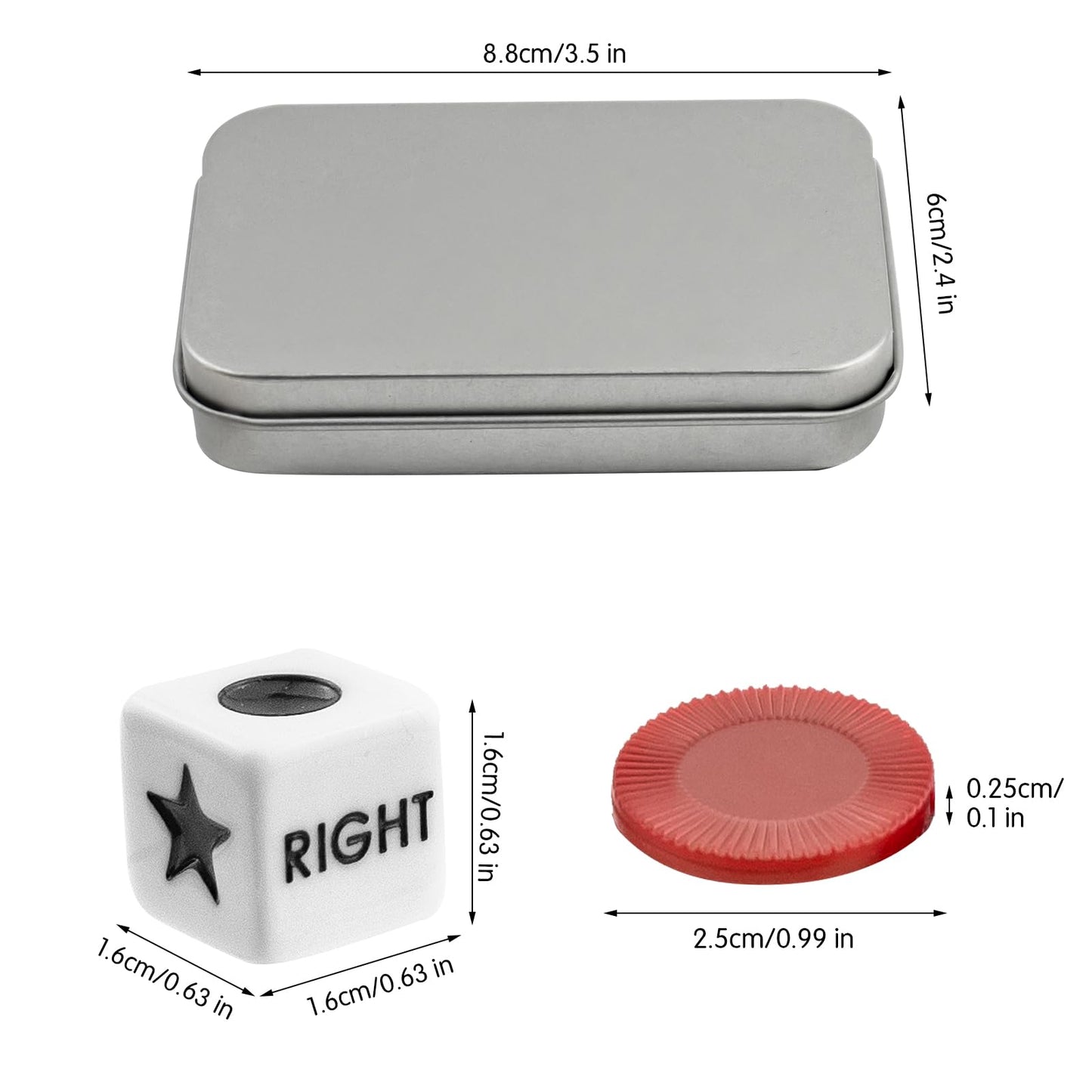Beaboy Left Right Center Dice Game Set With 3 Dices + 40 Red Chips (Red)