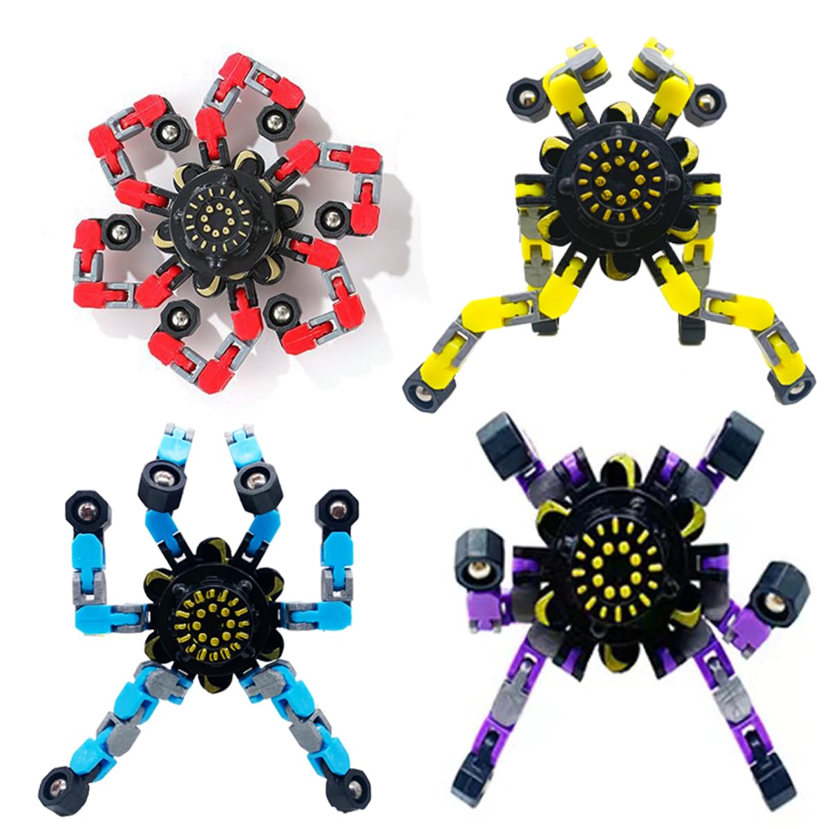 4Pcs Fidget Spinners For Kids&Adults Transformable Fingertip Gyros For Girls Boys Stress Reliefs Toys For Adhd Astium For Kids Easter Basket Stuffers Gifts Fidget Toys 4Pc