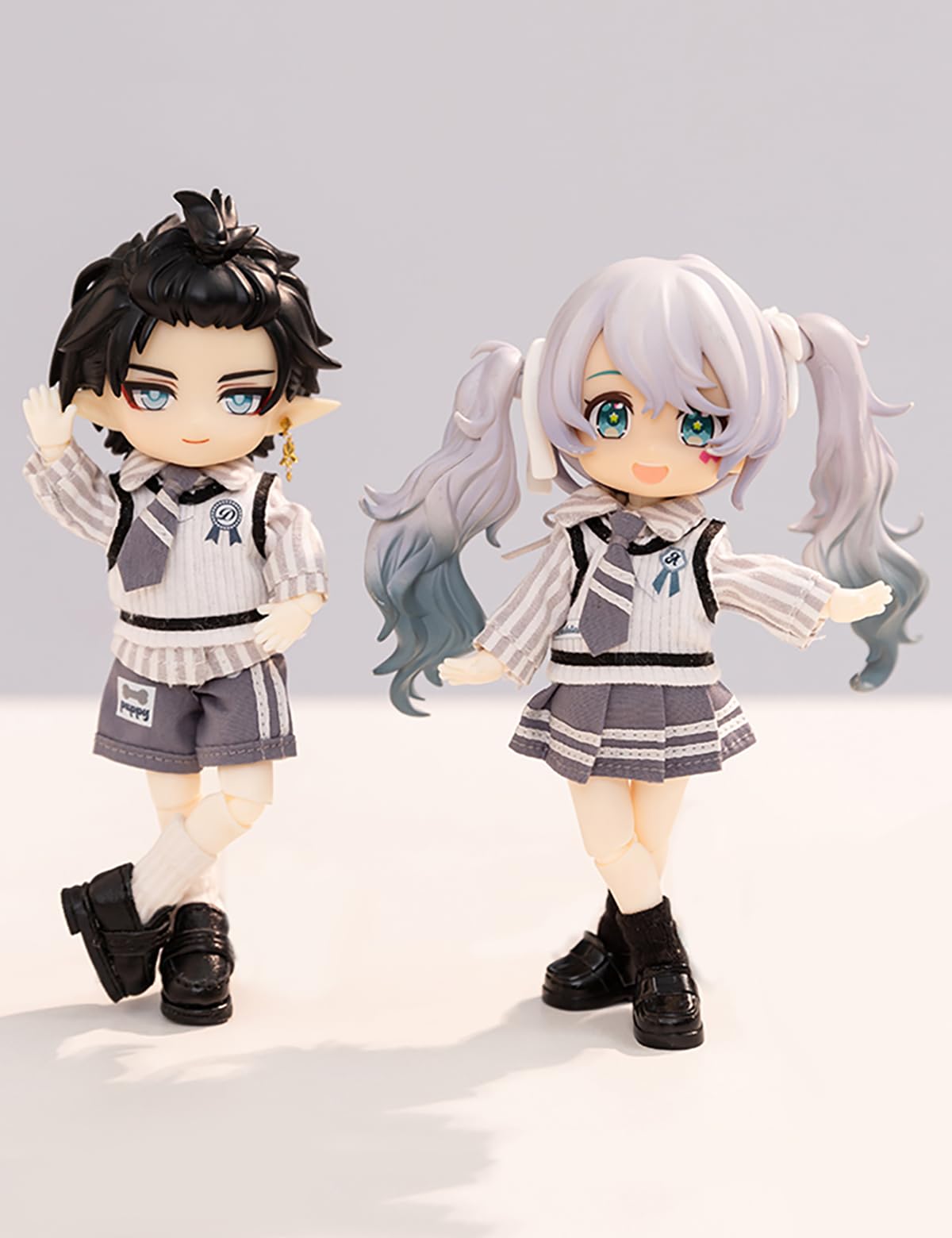 Ymy Ob11 Doll Clothes 1/12 Scale Shirt Tie Waistcoat Dress Girls Uniform Set For Bjd Gsc Doll Clothing(Blue)