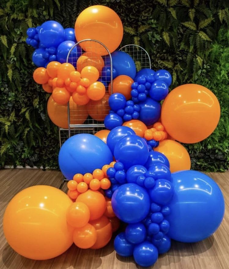 Orange And Blue Balloons, 12 Inch Orange White Blue Balloons Pastel Orange Royal Blue White Balloons With Ribbons For Birthday B