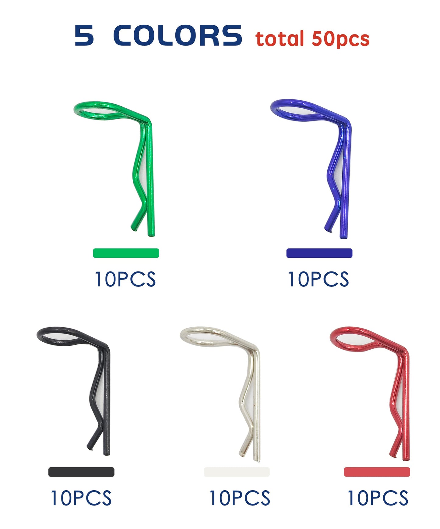 HOPLEX 50PCS RC Body Clips 90-Degree Angle Springy Pins Bent Springy Pins for 1/8 1/10 1/12 Scale Model Car Truck Crawler Truck
