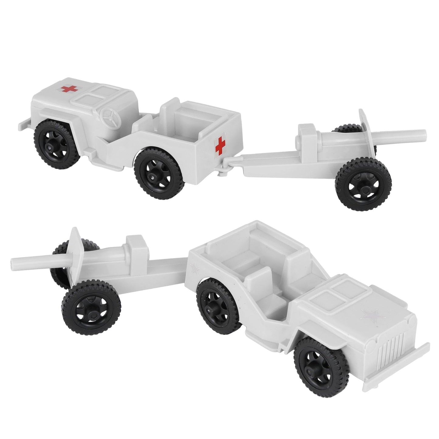 Timmee Combat Patrol Willys & Artillery - White 4Pc Playset Usa Made